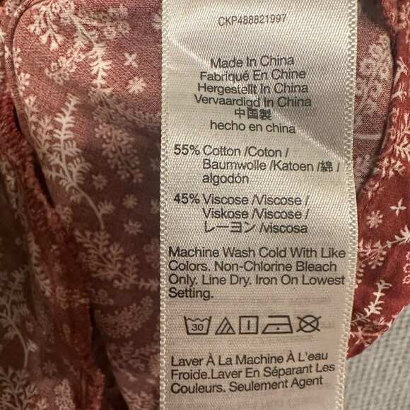 Madewell Dress Womens 6 Burgundy Paisley V-Neck Smocked Waist Long Sleeve Mini - Picture 11 of 11